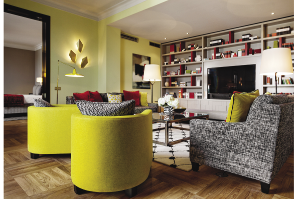 Living area of the Bebel Suite at Hotel de Rome in Berlin