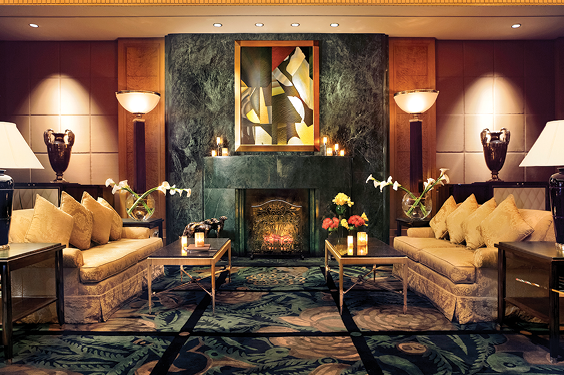 Sofitel New York lobby fireplace