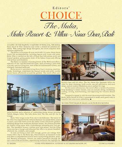 Editors Choice - The Mulia, Nusa Dua, Bali