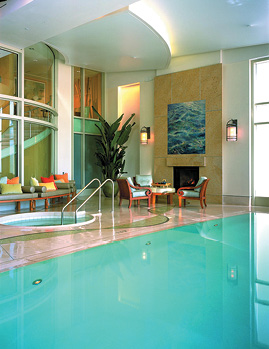 Knob Hill Spas pool and fireplace