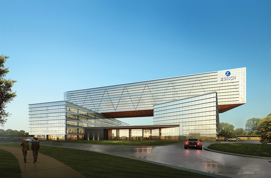 Rendering of Zurich North America’s new headquarters in the northwest suburbs of Chicago