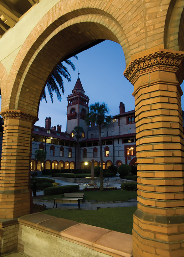 The courtyard of Ponce de León Hall, Flagler College
