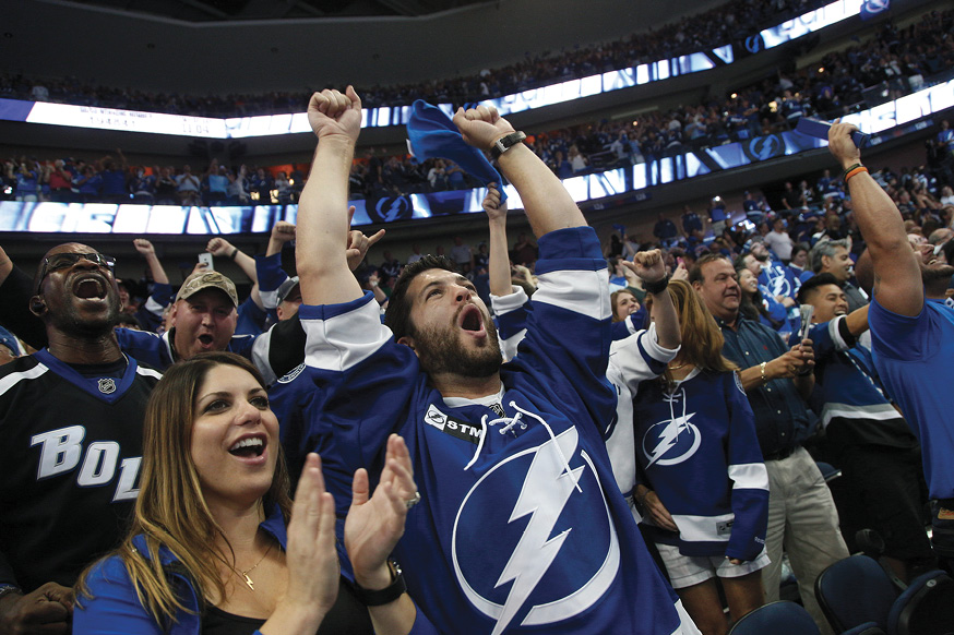 Enthusiastic Tampa Bay Lightning fans