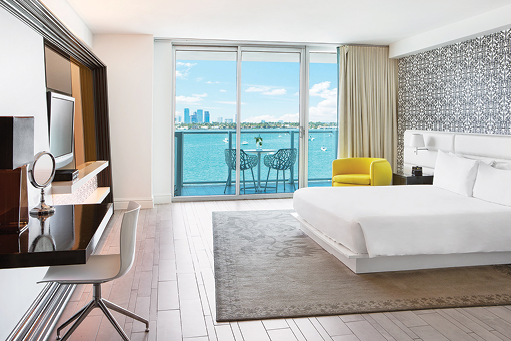 Mondrian South Beach room with a balconey
