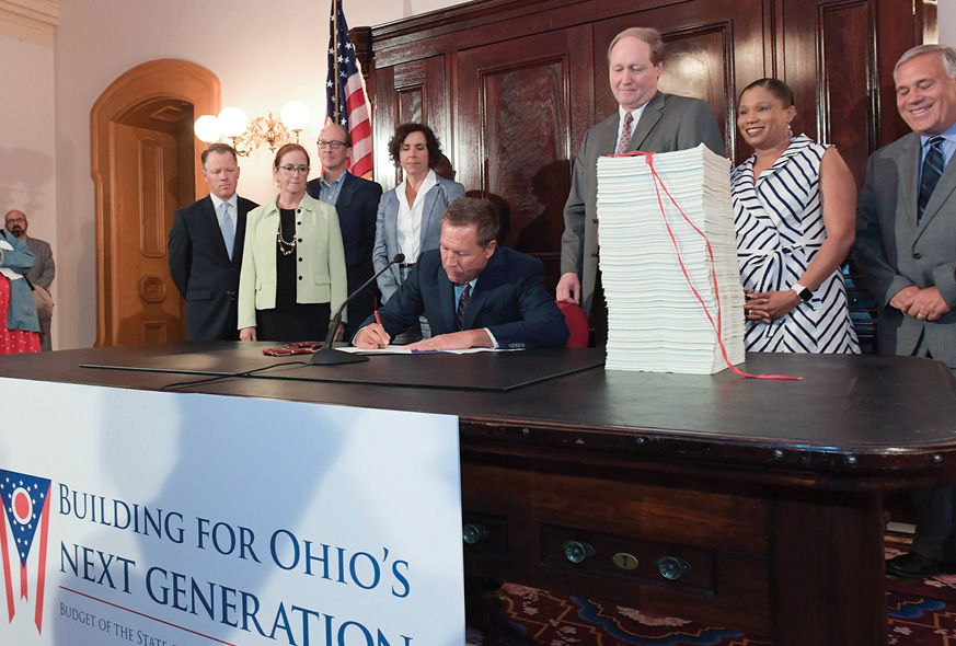 Ohio Governor Kasich signing the Ohio state budget