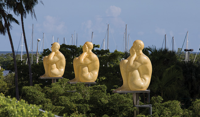 The Poets in Bordeaux (Body Soul God, Country, Water Fire) by Jaume Plensa at Park Grove in Miami