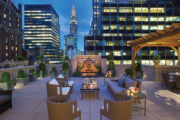 InterContinental New York Barclay view of the Chrysler Building from the Penthouse Terrace