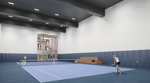 Linsley GID Indoor Tennis Court at The Waterline Club