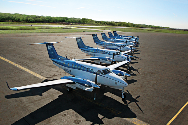 A fleet of Wheels Up King Air planes