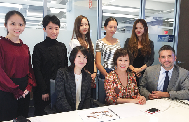 Yue-Sai with 2017 scholarship winners at the Fashion Institute of Technology