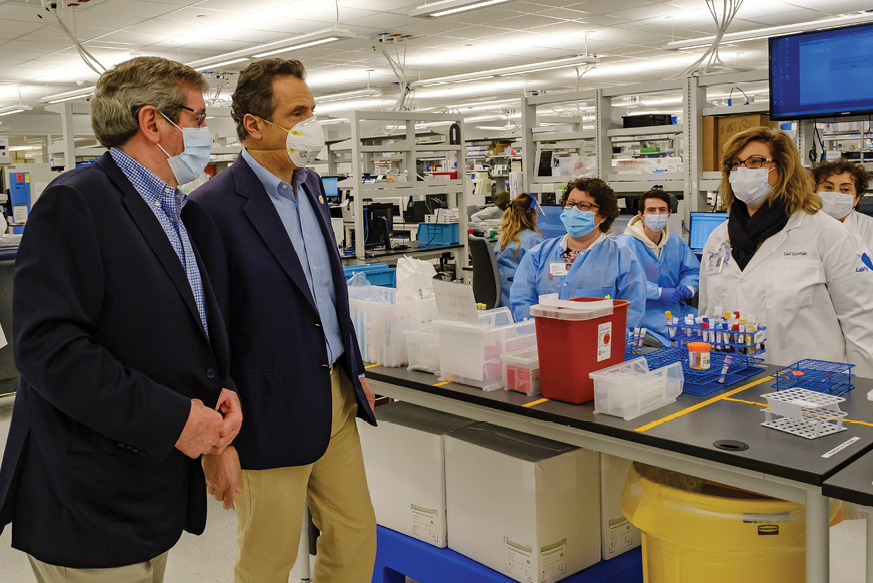 New York Governor Andrew Cuomo and Michael Dowling tour Northwell Labs