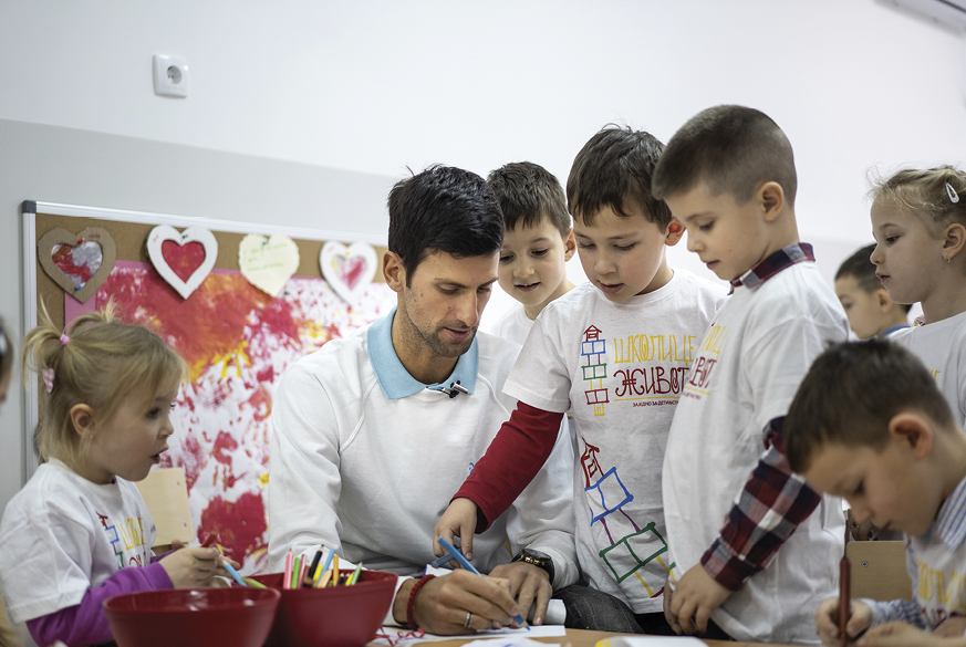 Novak Djokovic at the opening of School of Life in Macvanski Prnjavor
