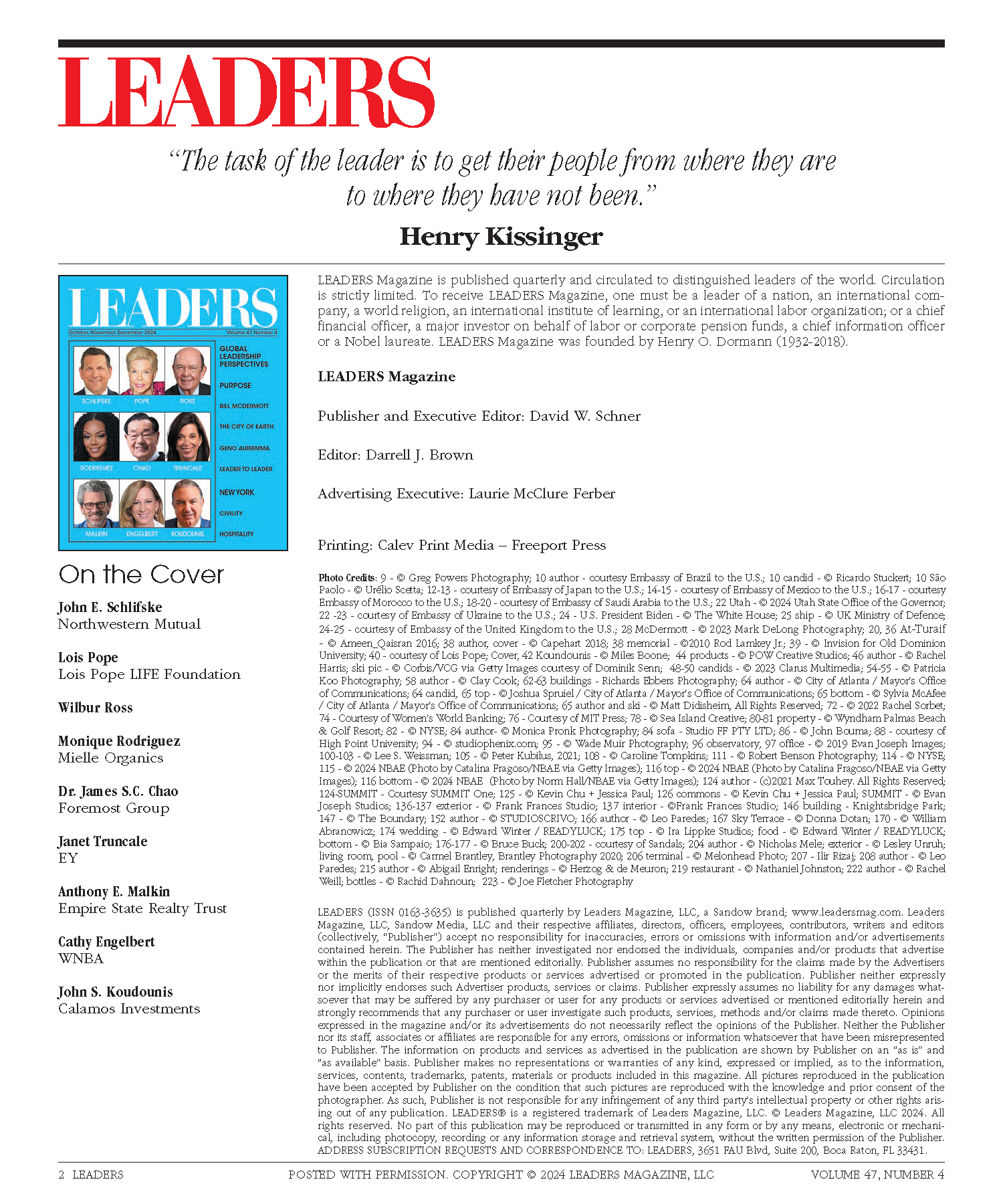 LEADERS Contents