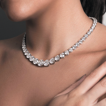 Avi & Co. graduated tennis diamond necklace